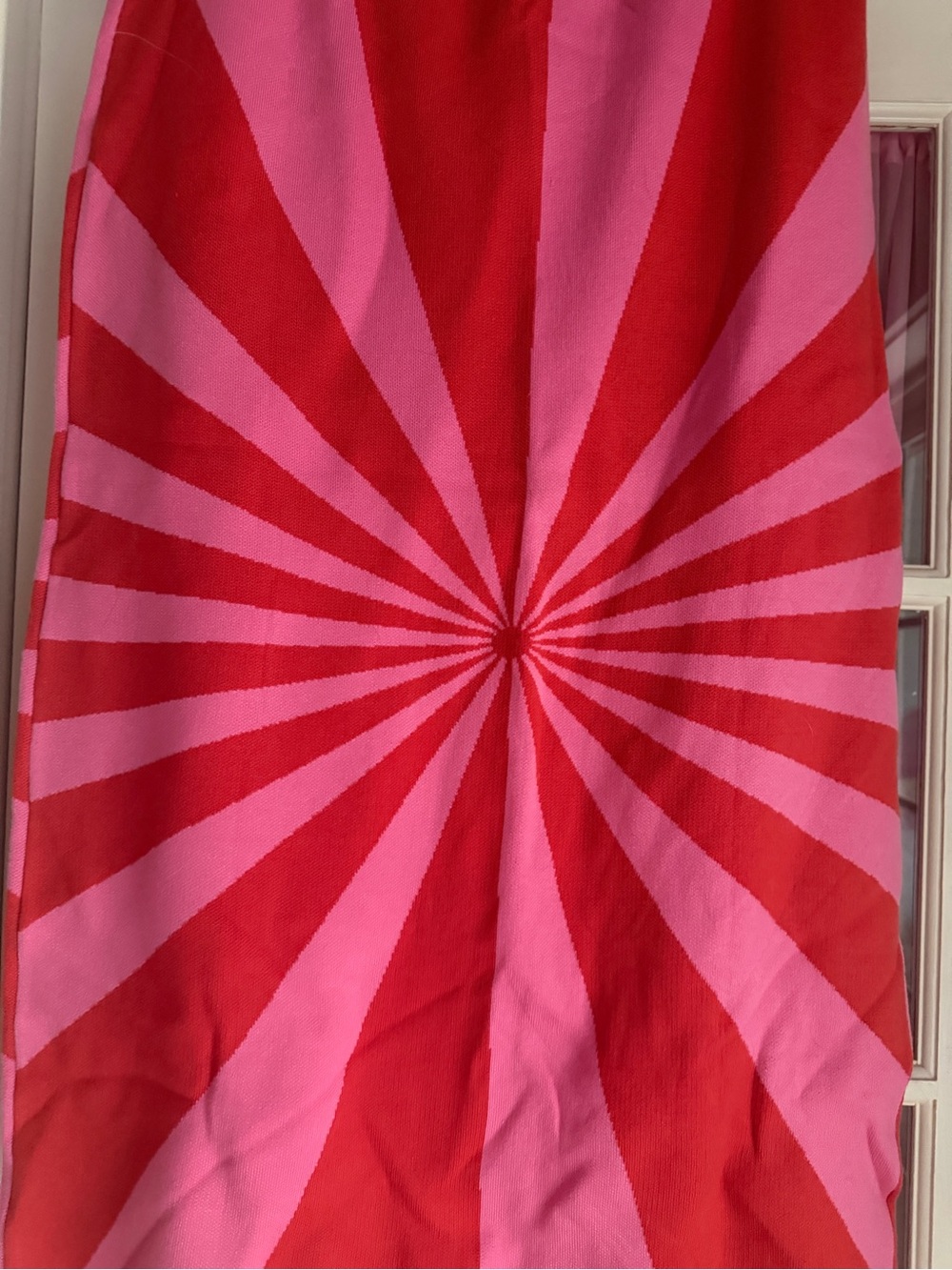 Burnt Toast Vibrant Pink and Red Spiral Knit Midi Skirt - Picture 6 of 8